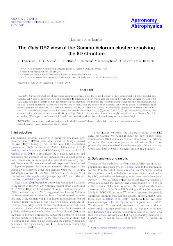 The Gaia DR2 view of the Gamma Velorum cluster: resolving the 6D structure Thumbnail