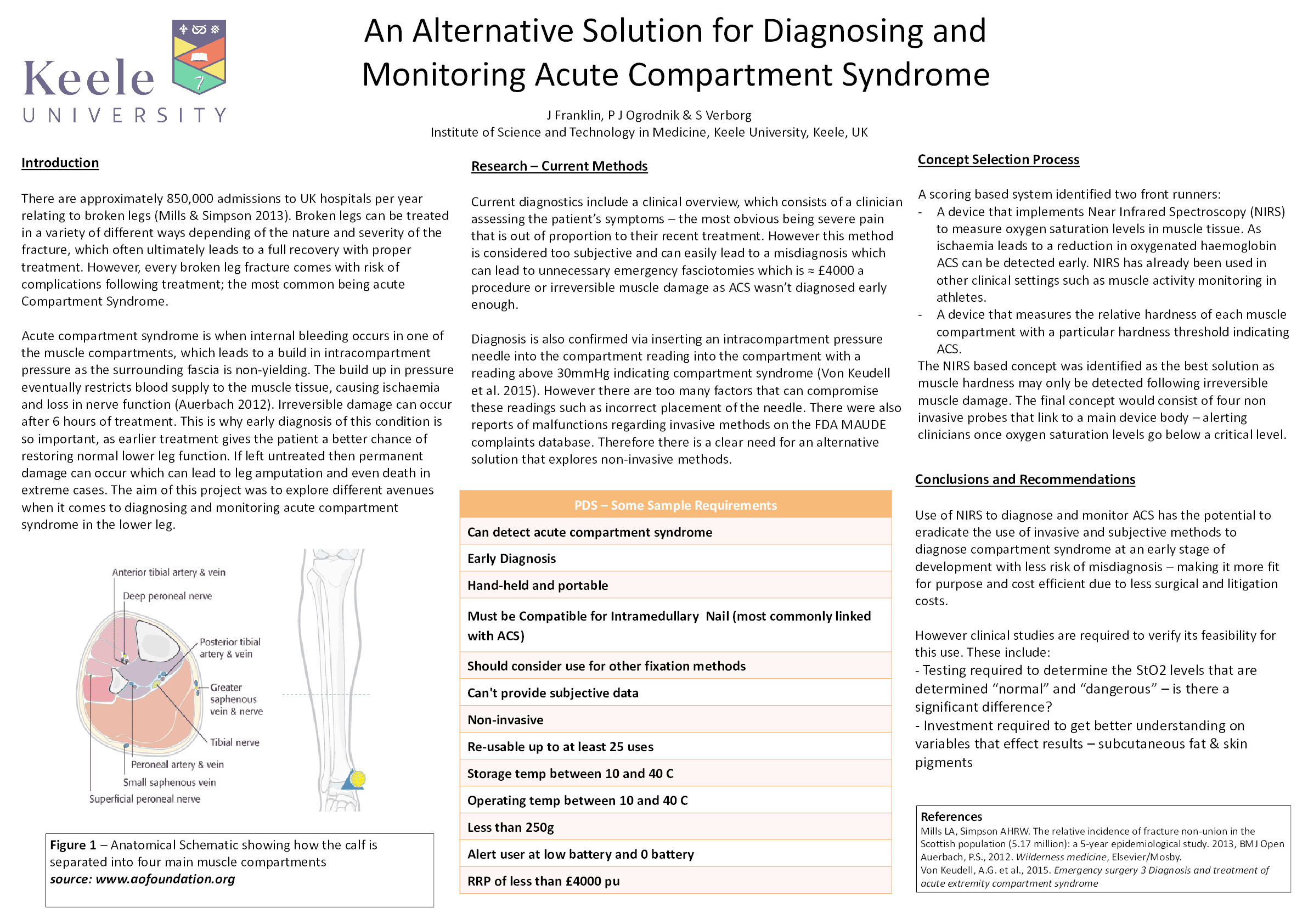 An Investigation into the Feasibility of a Non-Invasive, Automated Compartment Syndrome Detection Device Thumbnail