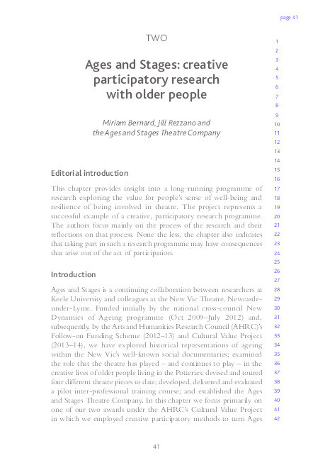 Ages and Stages: creative participatory research with older people Thumbnail
