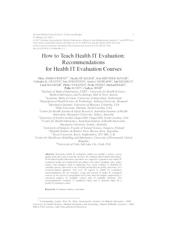 How to Teach Health IT Evaluation: Recommendations for Health IT Evaluation Courses Thumbnail