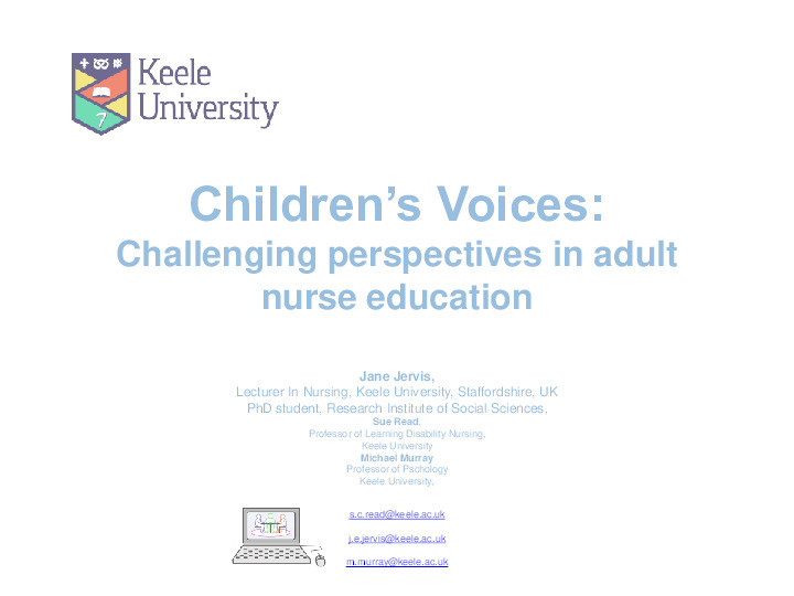 Children voices: challenging perspectives in adult nurse education Thumbnail