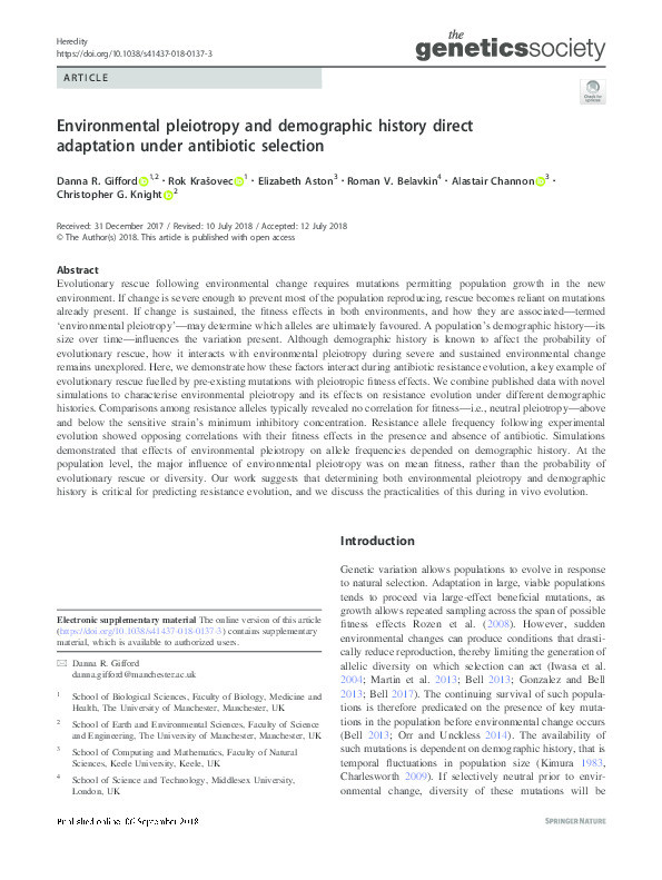 Environmental pleiotropy and demographic history direct adaptation under antibiotic selection Thumbnail