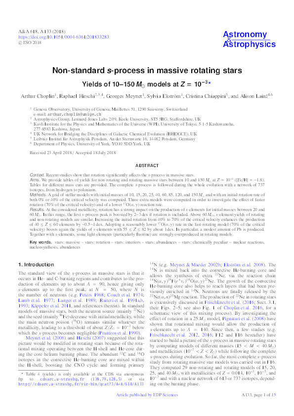 Non-standard s-process in massive rotating stars Thumbnail