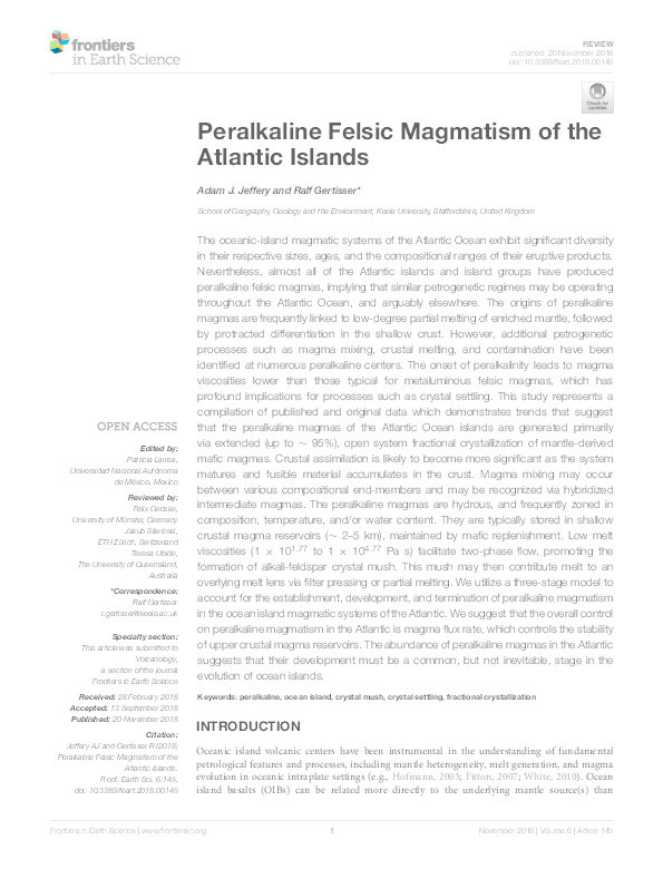 Peralkaline felsic magmatism of the Atlantic islands Thumbnail