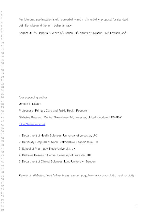 Conceptualising multiple drug use in patients with comorbidity and multimorbidity: proposal for standard definitions beyond the term polypharmacy. Thumbnail