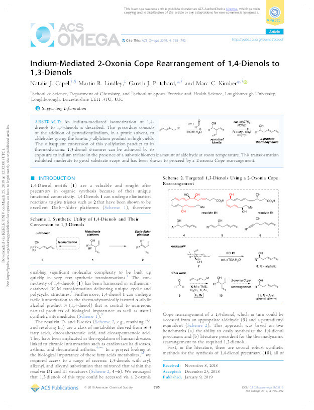 Indium-Mediated 2-Oxonia Cope Rearrangement of 1,4-Dienols to 1,3-Dienols Thumbnail