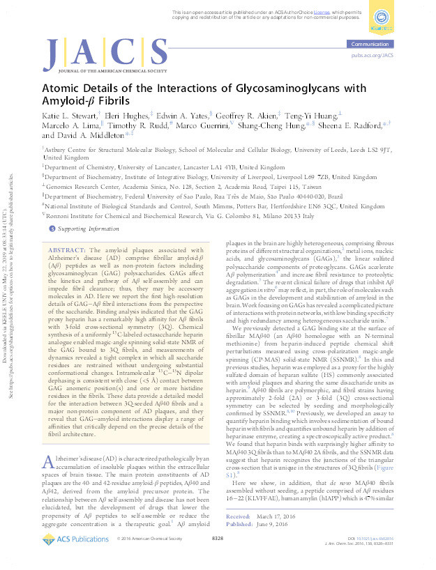 Atomic Details of the Interactions of Glycosaminoglycans with Amyloid-beta Fibrils Thumbnail