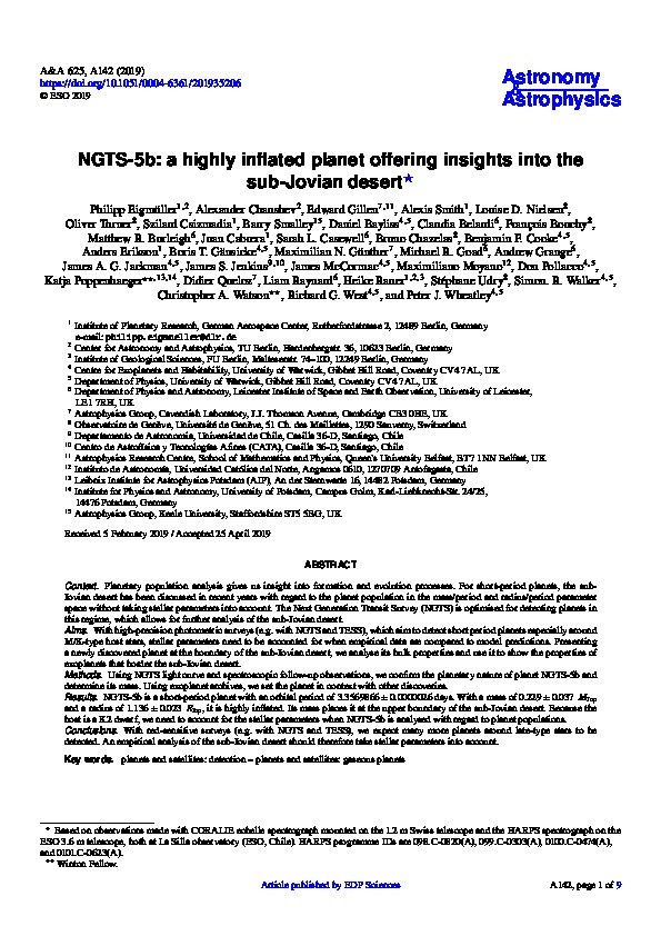 NGTS-5b: a highly inflated planet offering insights into the sub-Jovian desert Thumbnail