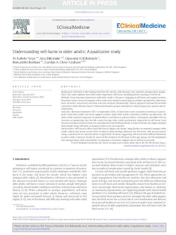 Understanding self-harm in older adults: a qualitiative study Thumbnail