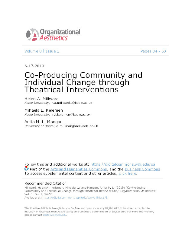 Co-Producing Community and Individual Change through Theatrical Interventions Thumbnail