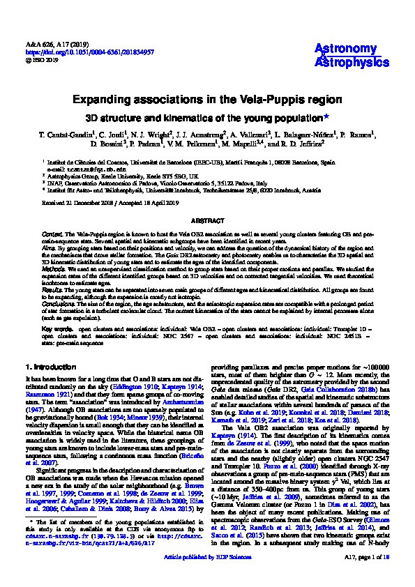 Expanding associations in the Vela-Puppis region - 3D structure and kinematics of the young population Thumbnail