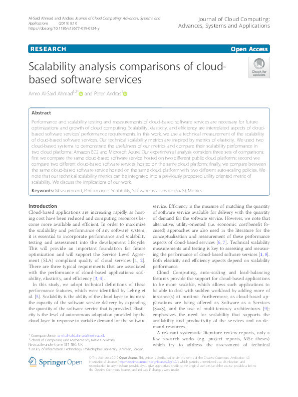 Scalability Analysis Comparisons of Cloud-based Software Services Thumbnail