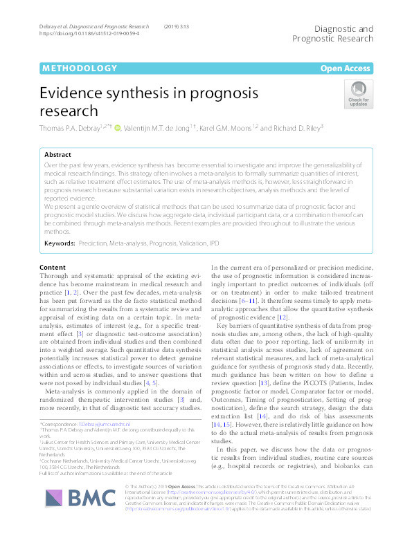 Evidence synthesis in prognosis research Thumbnail