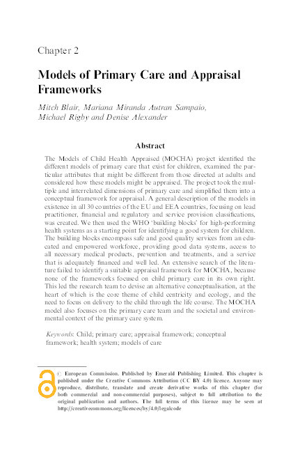 Models of Primary Care and Appraisal Frameworks Thumbnail