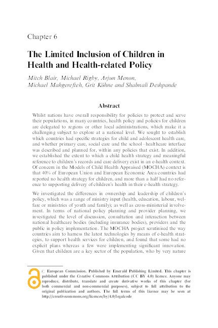 The Limited Inclusion of Children in Health and Health-related Policy Thumbnail