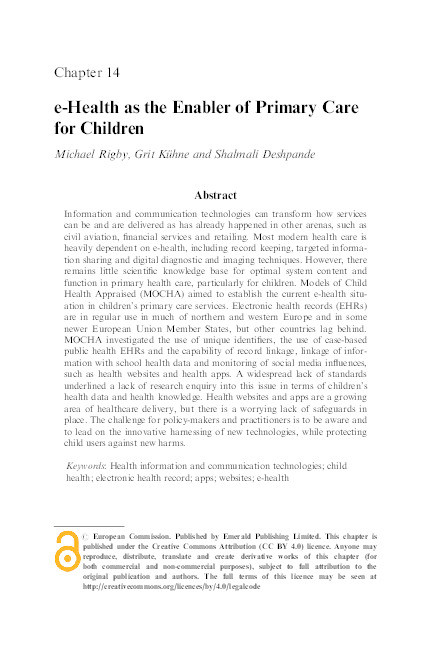 e-Health as the Enabler of Primary Care for Children Thumbnail