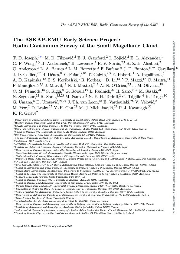 The ASKAP-EMU Early Science Project: Radio Continuum Survey of the Small Magellanic Cloud Thumbnail