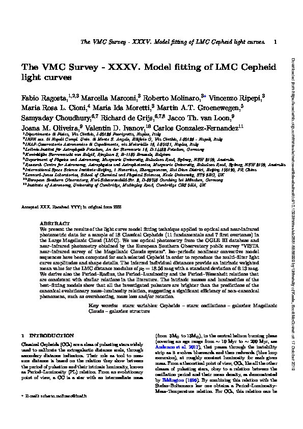 The VMC Survey - XXXV. Model fitting of LMC Cepheid light curves Thumbnail
