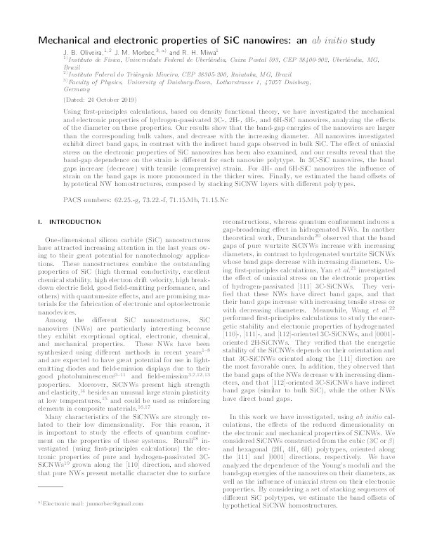 Mechanical and electronic properties of SiC nanowires: An ab initio study Thumbnail