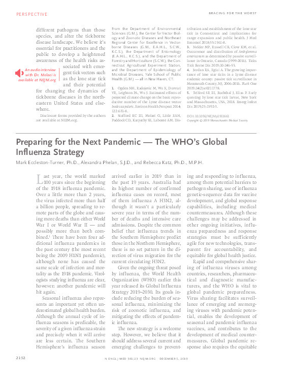 Preparing for the Next Pandemic — The WHO’s Global Influenza Strategy Thumbnail