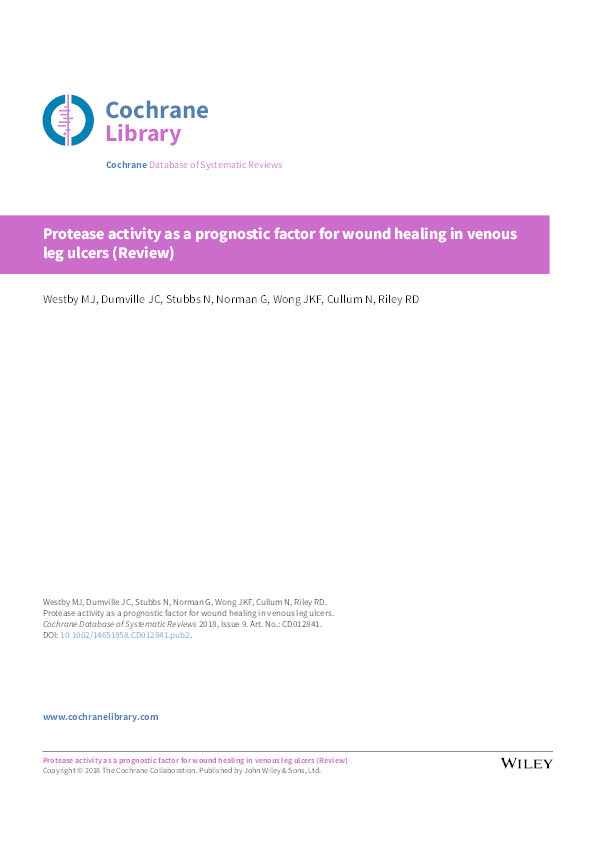 Protease activity as a prognostic factor for wound healing in venous leg ulcers. Thumbnail