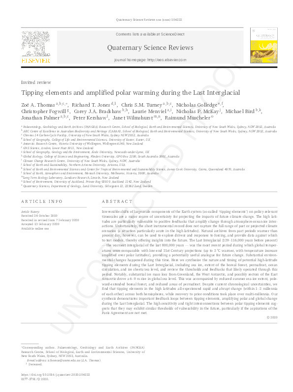 Tipping elements and amplified polar warming during the Last Interglacial Thumbnail