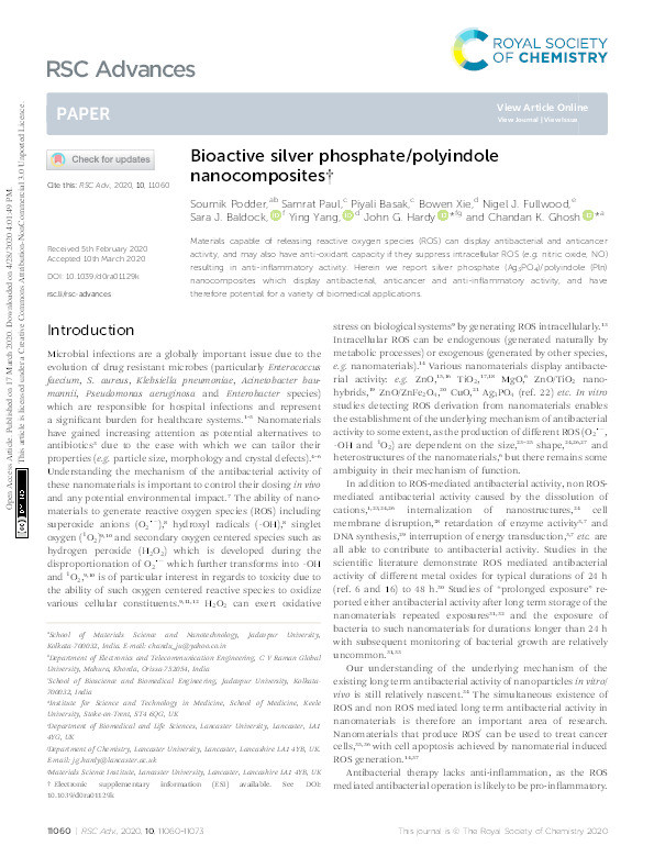 Bioactive silver phosphate/polyindole nanocomposites Thumbnail