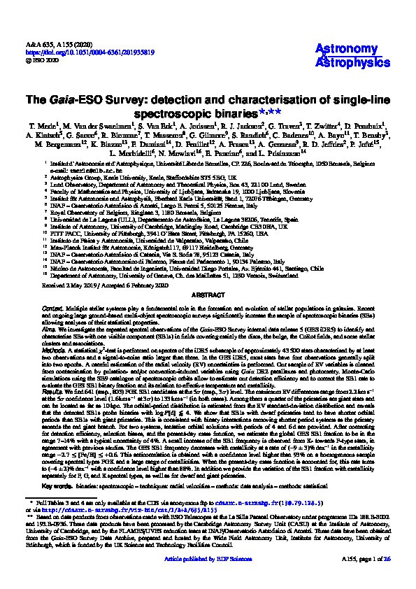 The Gaia-ESO Survey: detection and characterisation of single-line spectroscopic binaries Thumbnail