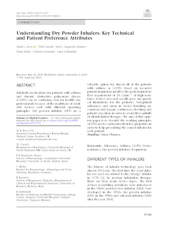 Understanding Dry Powder Inhalers: Key Technical and Patient Preference Attributes Thumbnail