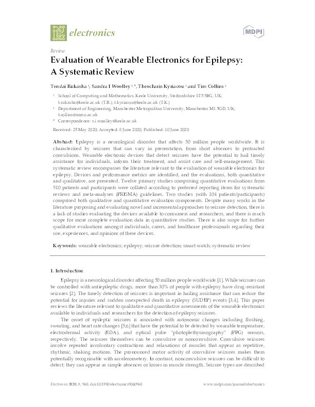Evaluation of Wearable Electronics for Epilepsy: A Systematic Review Thumbnail