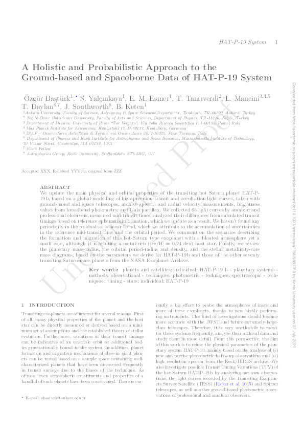 A Holistic and Probabilistic Approach to the Ground-based and Spaceborne Data of HAT-P-19 System Thumbnail