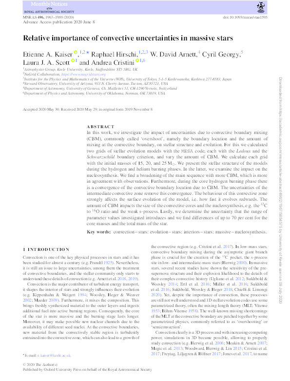 Relative Importance of Convective Uncertainties in Massive Stars Thumbnail