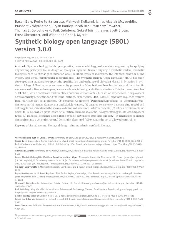 Synthetic biology open language (SBOL) version 3.0.0. Thumbnail