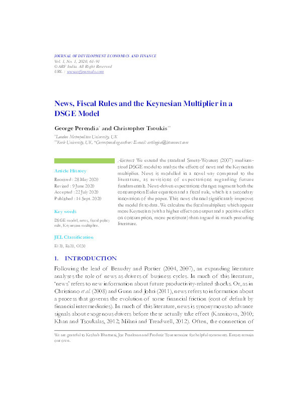 News, fiscal rules and the Keynesian multiplier in a DSGE model Thumbnail