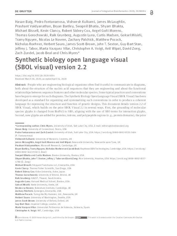 Synthetic biology open language visual (SBOL visual) version 2.2 Thumbnail