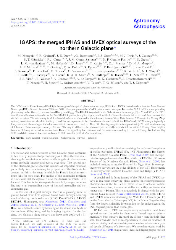 IGAPS: the merged IPHAS and UVEX optical surveys of the northern Galactic plane Thumbnail