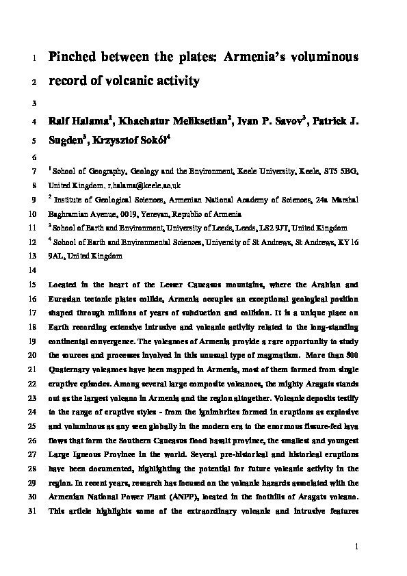 Pinched between the plates: Armenia's voluminous record of volcanic activity Thumbnail