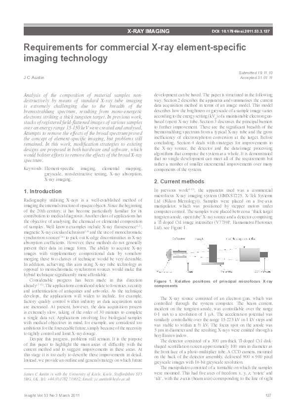 Requirements for commercial X-ray element-specific imaging technology Thumbnail