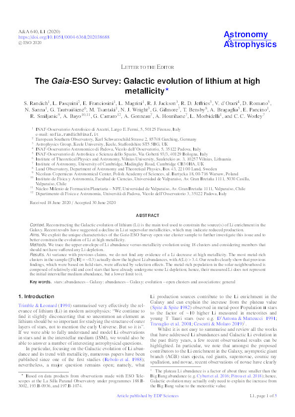 The Gaia-ESO Survey: Galactic evolution of lithium at high metallicity Thumbnail