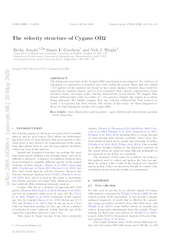 The velocity structure of Cygnus OB2 Thumbnail