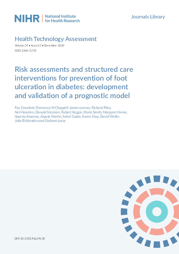 Risk assessments and structured care interventions for prevention of foot ulceration in diabetes: development and validation of a prognostic model. Thumbnail