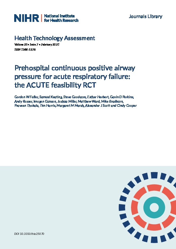 Prehospital continuous positive airway pressure for acute respiratory failure: the ACUTE feasibility RCT Thumbnail
