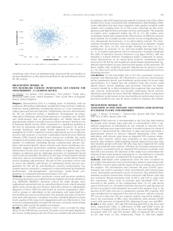 Non healthcare exercise professional led exercise for osteoarthritis - a cochrane review Thumbnail