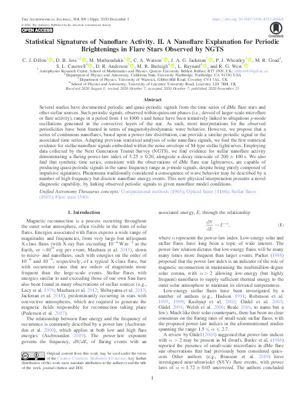 Statistical Signatures of Nanoflare Activity. II. A Nanoflare Explanation for Periodic Brightenings in Flare Stars Observed by NGTS Thumbnail