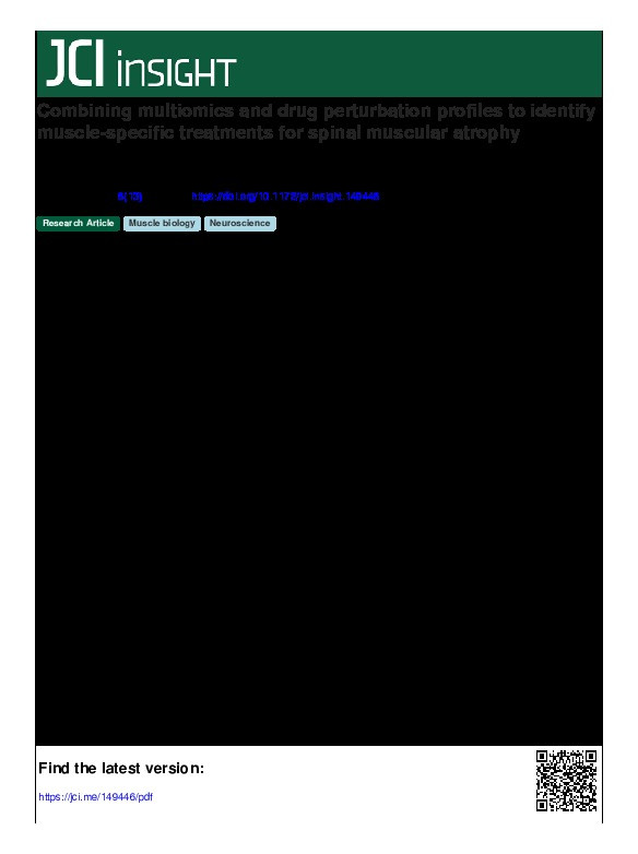 Combining multi-omics and drug perturbation profiles to identify muscle-specific treatments for spinal muscular atrophy Thumbnail