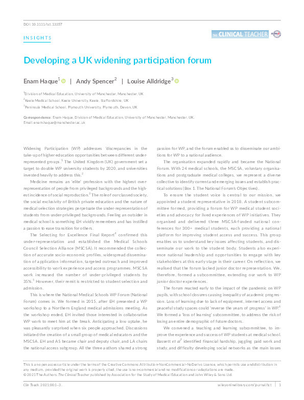 Developing a UK widening participation forum Thumbnail