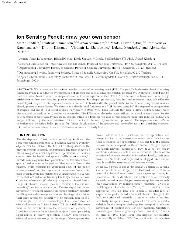 Ion sensing pencil: Draw your own sensor Thumbnail