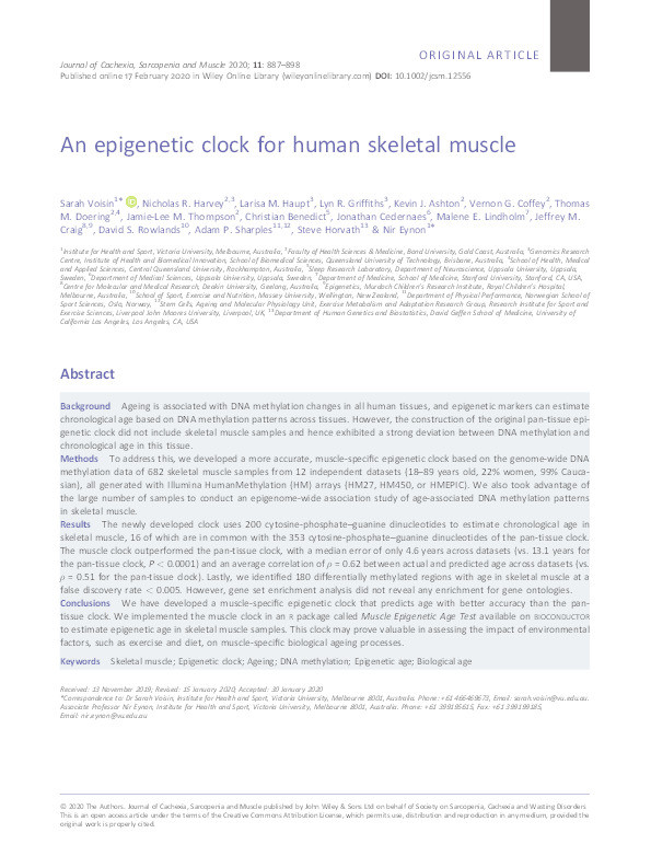 An epigenetic clock for human skeletal muscle. Thumbnail