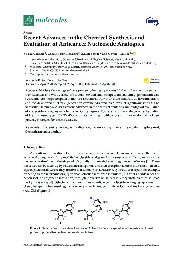 Recent Advances in the Chemical Synthesis and Evaluation of Anticancer Nucleoside Analogues. Thumbnail