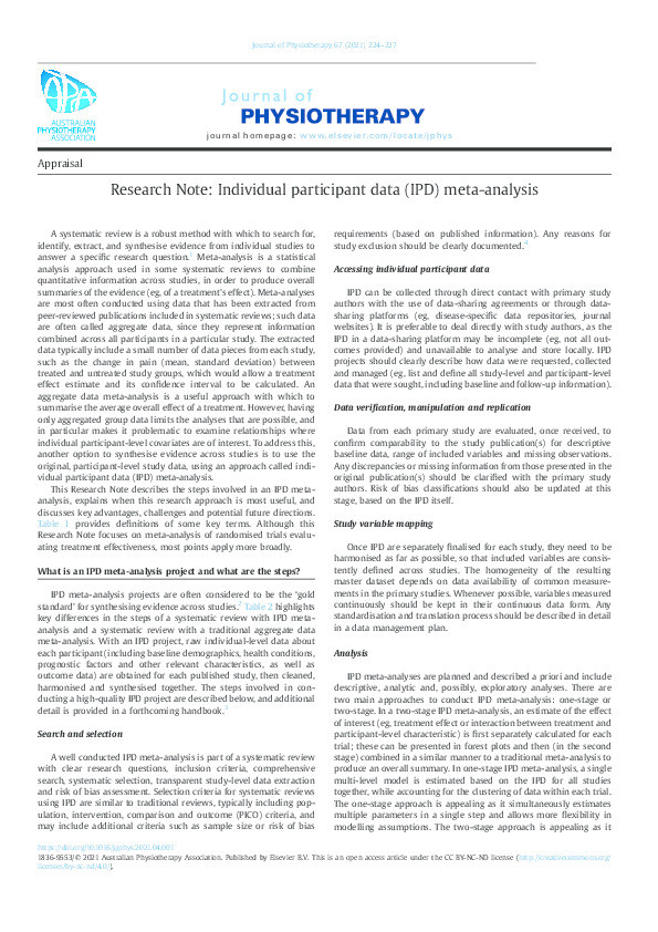 Research Note: Individual participant data (IPD) meta-analysis. Thumbnail